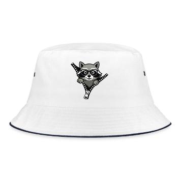 Curious raccoon - Bucket Hat - white/navy - Front
