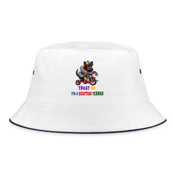 Clown Terrier on Tricycle - Bucket Hat - white/navy - Front