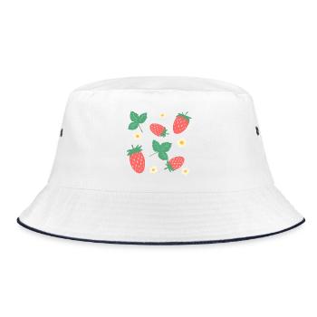 Hübsche wilde Erdbeeren Illustration - Bucket Hat - Weiß/Navy - Vorne