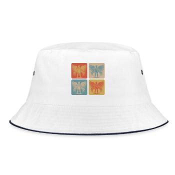 Soldaten Engel Vintage Design - Bucket Hat - Weiß/Navy - Vorne