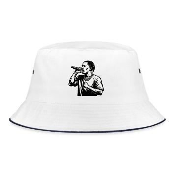 HipHop, rapper. - Bucket Hat - white/navy - Front