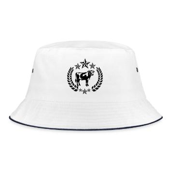 Cow in Laurel Wreath with Stars - Bucket Hat - white/navy - Front