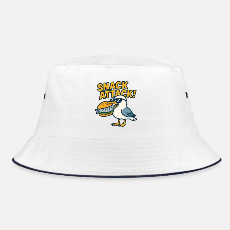 Lustige Möwe mit Sandwich Bucket Hat