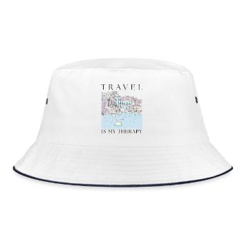 Reise ist meine Therapie - Bucket Hat - Weiß/Navy - Vorne
