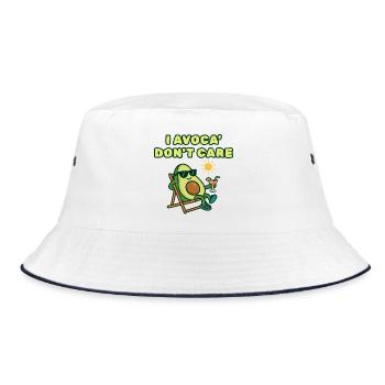Avocado Chill: Mir ist Avoca egal. - Bucket Hat - Weiß/Navy - Vorne