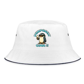 Cooler Pinguin mit Eis - Bucket Hat - Weiß/Navy - Vorne