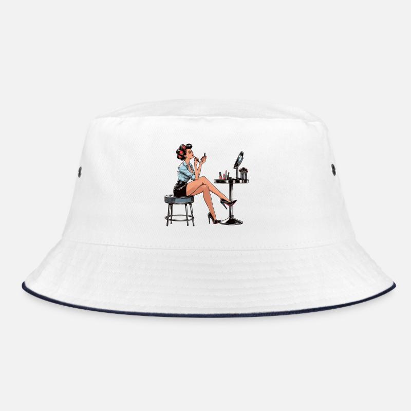 Woman Rockabilly Make Up Make Up Retro Gift Bucket Hat