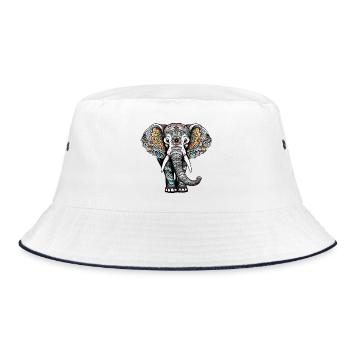 bunter elefant im tattoo style - Bucket Hat - Weiß/Navy - Vorne