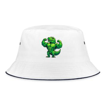 Strong kite trainer with muscle design - Bucket Hat - white/navy - Front