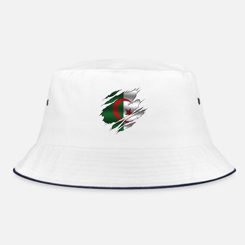 Drapeau de l’Algérie - Algérie - Drapeau déchiré - Bob - blanc/marine