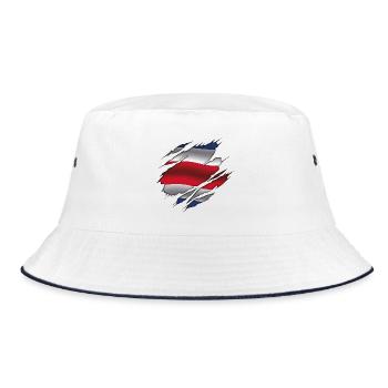 Flag of Costa Rica - Costa Rica - Torn Flag - Bucket Hat - white/navy - Front