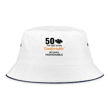 50th Birthday Comfortable Fashionable Slippers - Bucket Hat - white/navy - Front