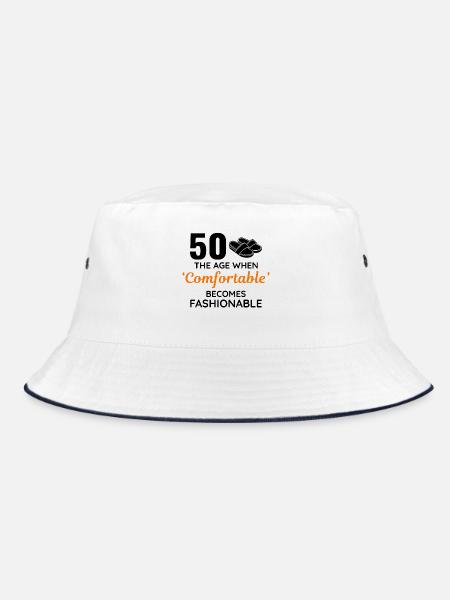 50th Birthday Comfortable Fashionable Slippers - Bucket Hat - white/navy - Front