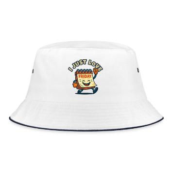 I Love Friday Cartoon - Bucket Hat - Weiß/Navy - Vorne