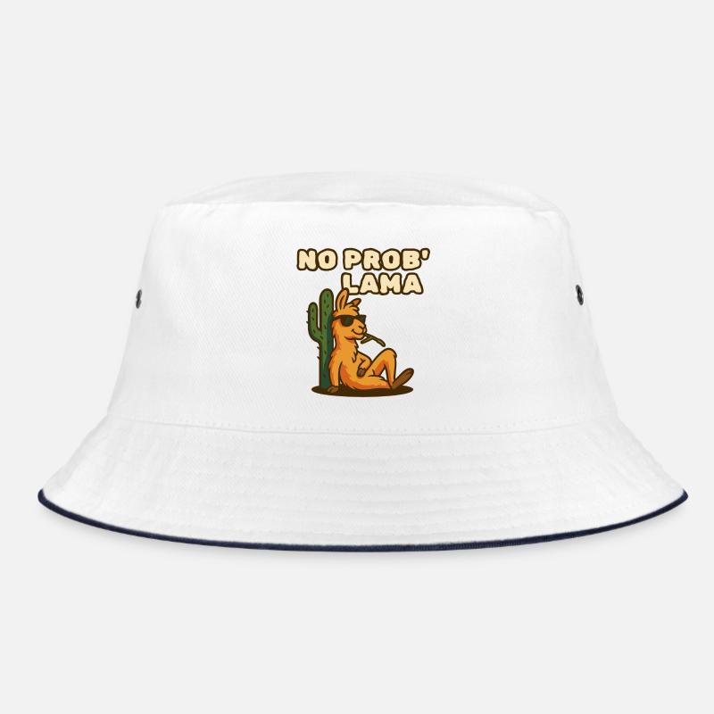 No Prob' Lama - Bucket Hat - Weiß/Navy
