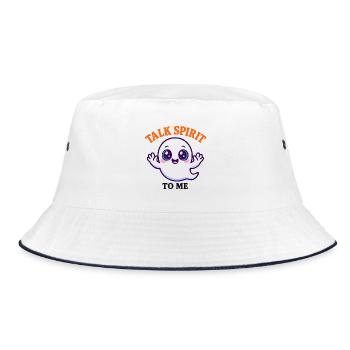 Kawaii Geist mit blauen Augen Halloween - Bucket Hat - Weiß/Navy - Vorne