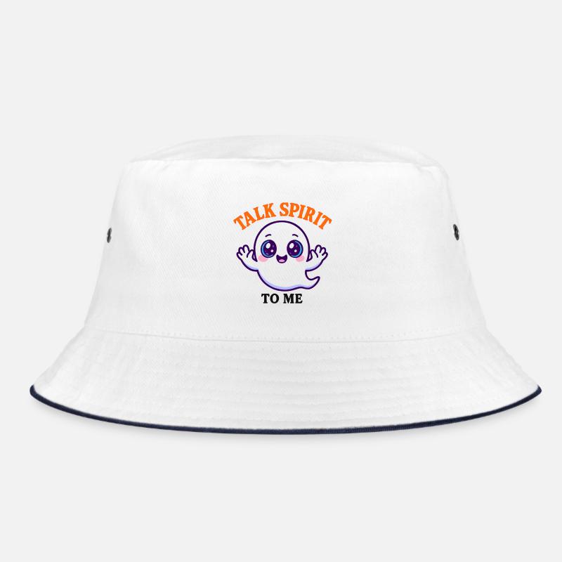 Kawaii Ghost with Blue Eyes Halloween Bucket Hat
