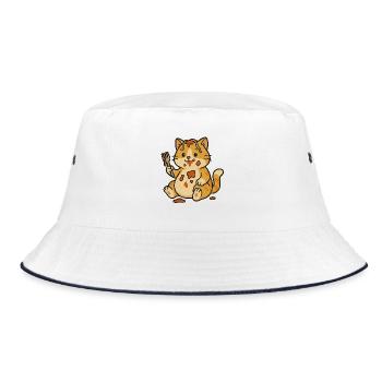 Katzenbolognese - Bucket Hat - Weiß/Navy - Vorne