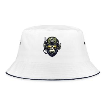 Gorilla Militär Design - Bucket Hat - Weiß/Navy - Vorne
