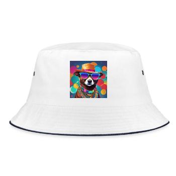 Chien cool dans le style estival - Hipster Vibes 2 - Bob - blanc/marine - Devant