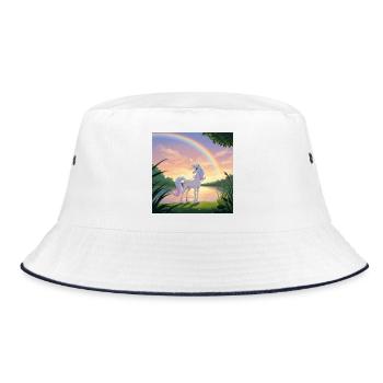 Unicorn under the rainbow - Bucket Hat - white/navy - Front