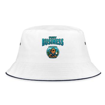 Fischgeschäft im Aquarium - Bucket Hat - Weiß/Navy - Vorne