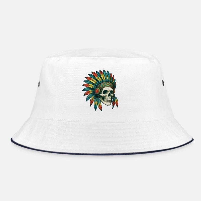 Eingeborener Stamm Schädel Illustration Bucket Hat