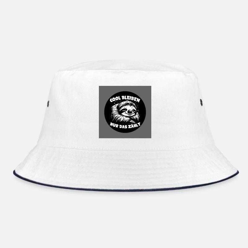 Faultier - immer cool bleiben - immer mit der Ruhe - Bucket Hat - Weiß/Navy