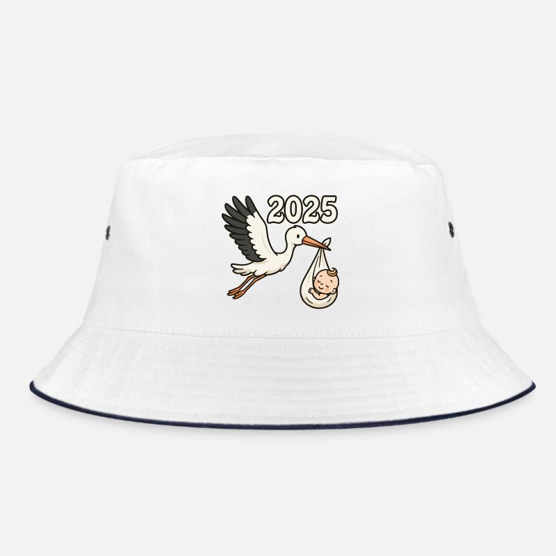Storch mit Findelkind im Schnabel 2025 Bucket Hat