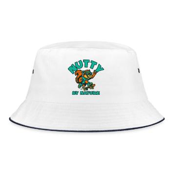 Nutty by Nature Eichhörnchen-Schlittschuh - Bucket Hat - Weiß/Navy - Vorne