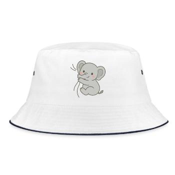 Snuggled elephant calf - Bucket Hat - white/navy - Front