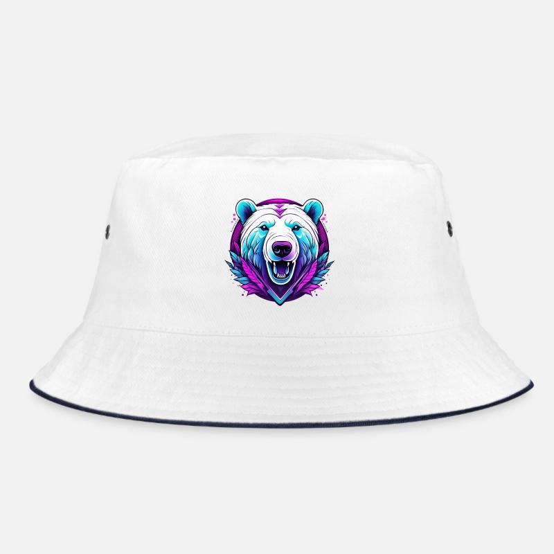 White Bear with Neon Accents Bucket Hat
