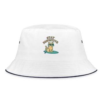 Stay Pawsitive – Cool Cat Vibes - Bucket Hat - white/navy - Front