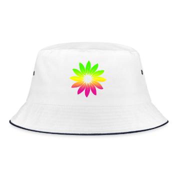 Flower Leaves Rainbow Green Yellow Pink - Bucket Hat - white/navy - Front