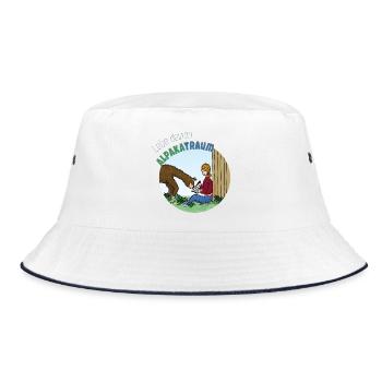 Alpaka-Traum - Bucket Hat - Weiß/Navy - Vorne