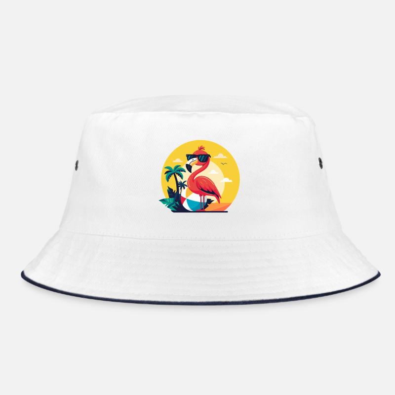 Flamingo, Beachball und Palmen Bucket Hat