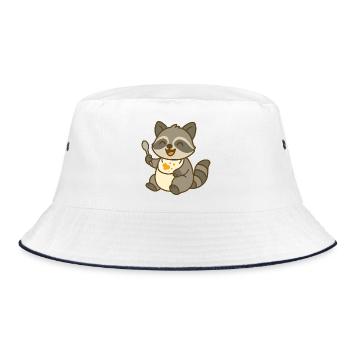 Futtern mit Waschbärbaby - Bucket Hat - Weiß/Navy - Vorne