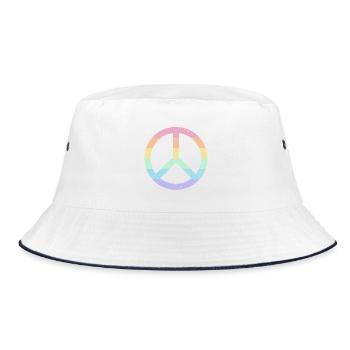 Regenbogen Friedenssymbol Pastell Pride LGBTQ+ Grunge - Bucket Hat - Weiß/Navy - Vorne