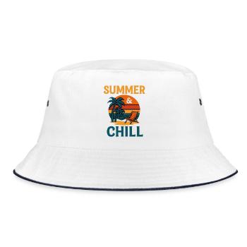 Summer & Chill - Bucket Hat - Weiß/Navy - Vorne