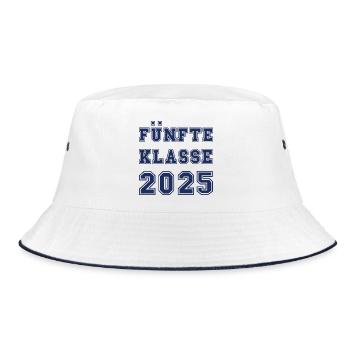 FÜNFTE KLASSE 2025 -Klasse 5 weiterführende Schule - Bucket Hat - Weiß/Navy - Vorne