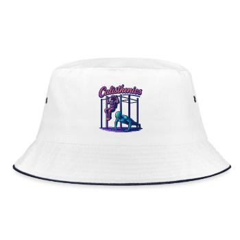 Calisthenics Astronaut Alien Pull-ups Gift - Bucket Hat - white/navy - Front