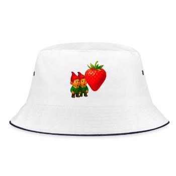 Zwerge und Erdbeere - Bucket Hat - Weiß/Navy - Vorne
