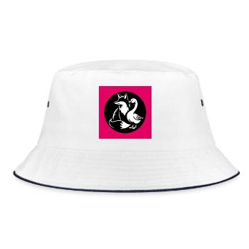 Fox and goose in friendship - Bucket Hat - white/navy - Front