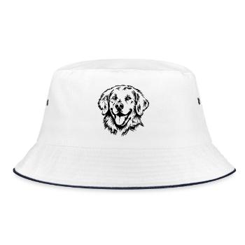 Golden Retriever Labrador - Hunde Illustration - Bucket Hat - Weiß/Navy - Vorne