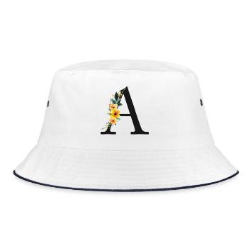 Un monogramme, floral, personnalisable - Bob - blanc/marine - Devant