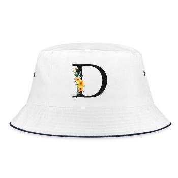 D Monogram, Floral, Personnalisable - Bob - blanc/marine - Devant