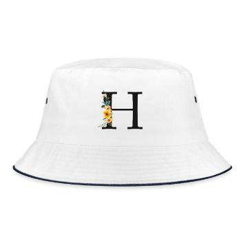 H Monogramme, Floral, Personnalisable - Bob - blanc/marine - Devant