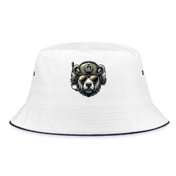 Bear Military Design - Bucket Hat - white/navy - Front