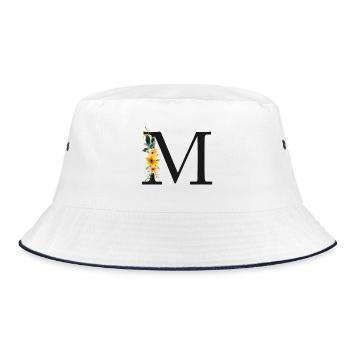 M Monogram, Floral, Personnalisable - Bob - blanc/marine - Devant
