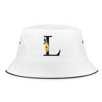 L Monogram, Floral, Personnalisable - Bob - blanc/marine - Devant